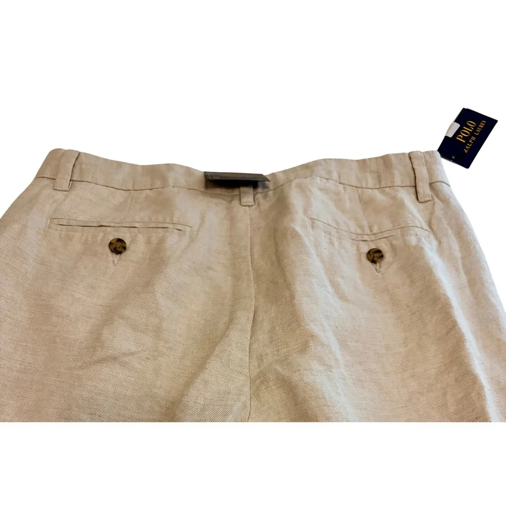 Polo Ralph Lauren Bedford Linen Cotton Straight Fit Pants Beige 34x30 NWT